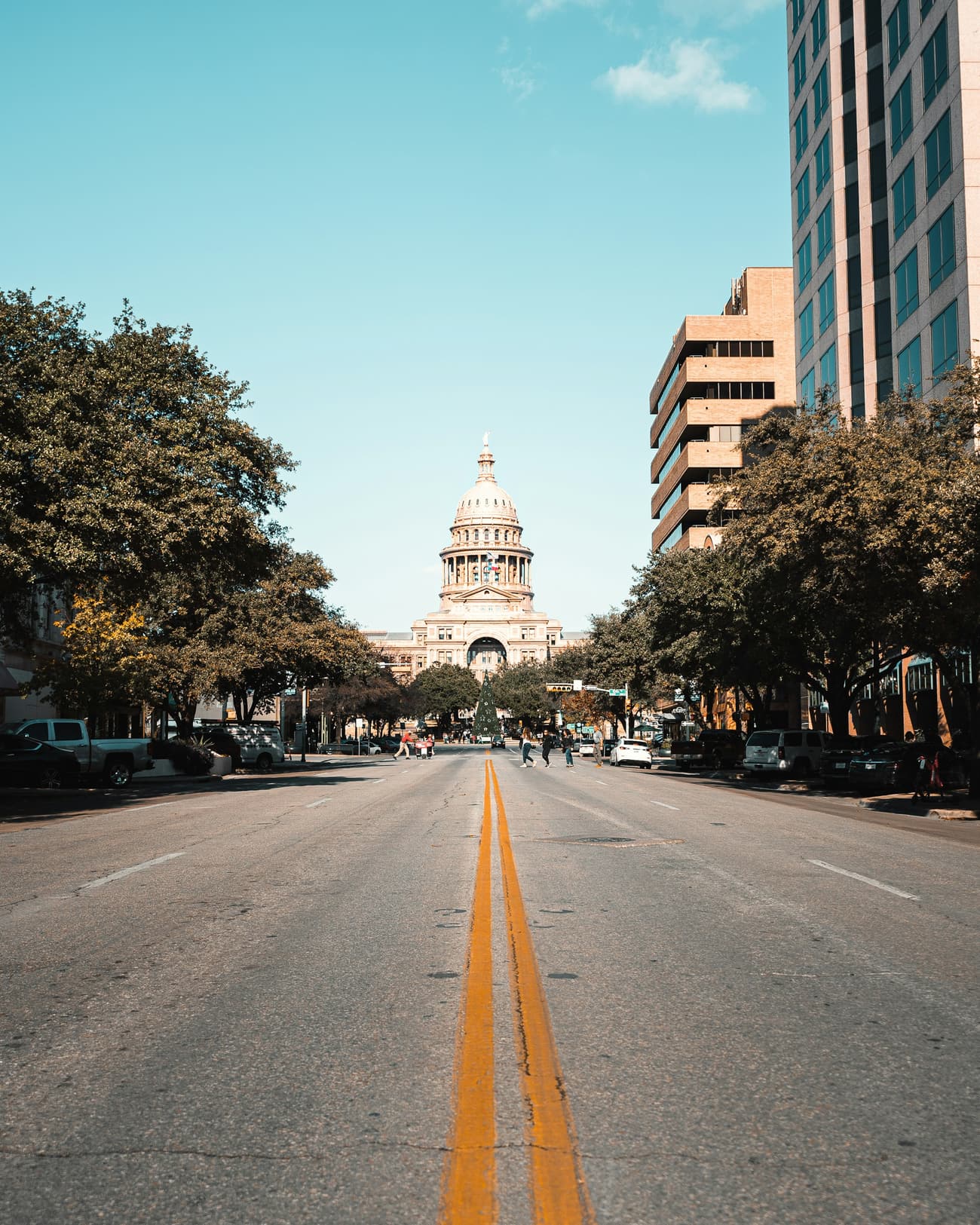 Congress Avenue in downtown Austin, looking towards the Texas Capitol