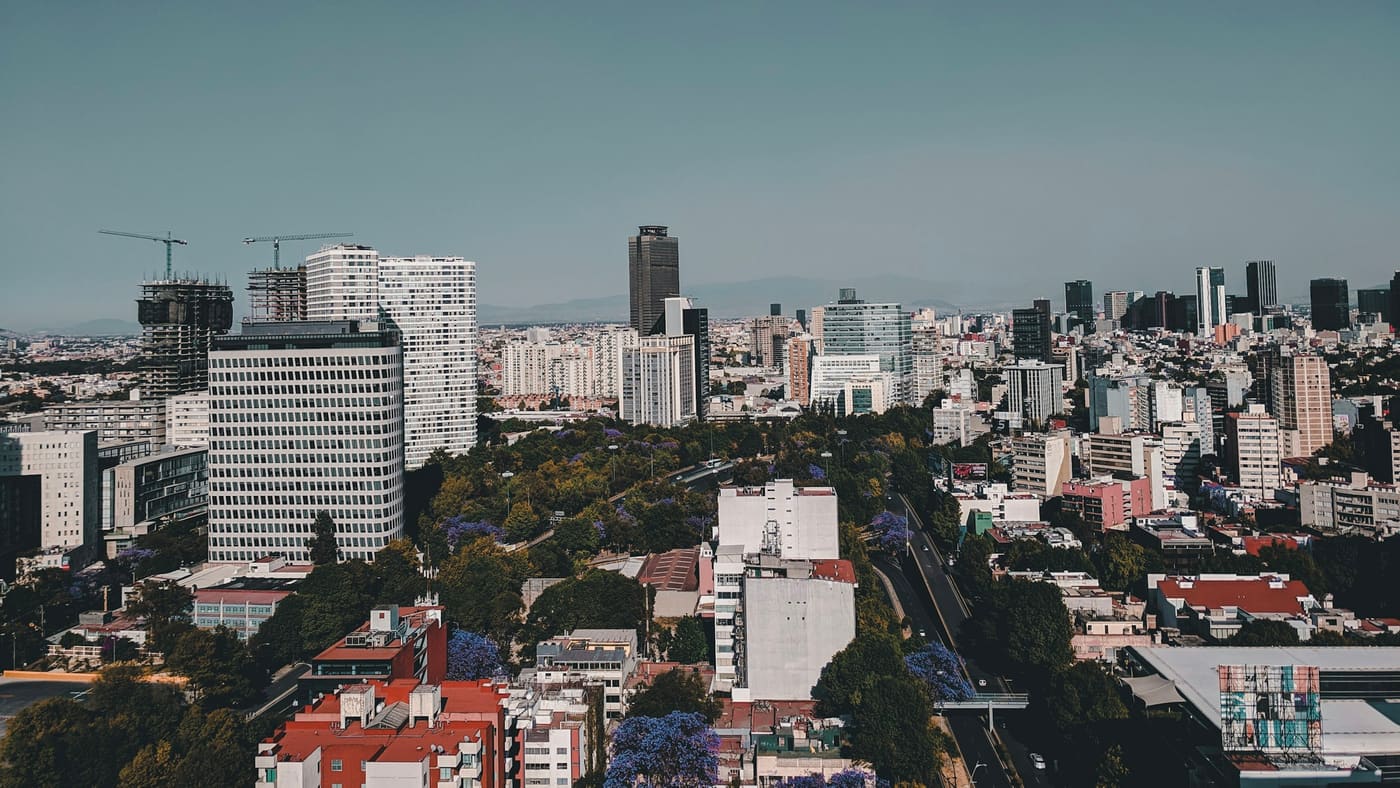 The Mexico City skyline seen from above