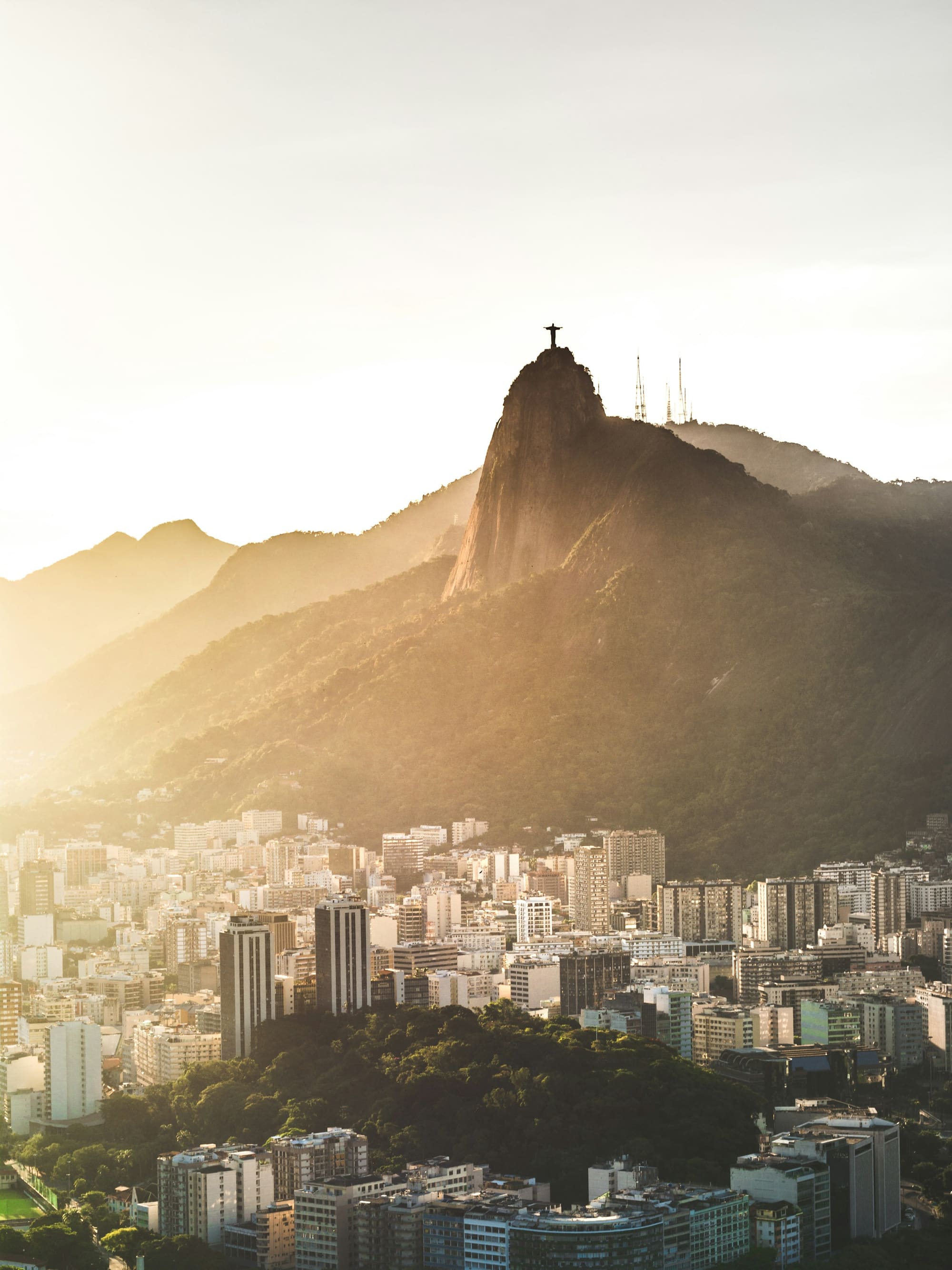 Christ the Redeemer above Rio de Janeiro at sunset